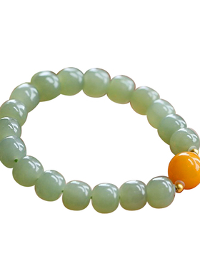 天然和田玉老型珠手串蜜蜡时尚