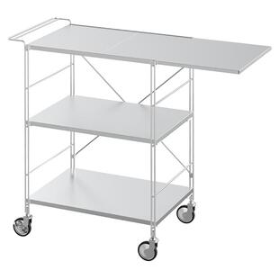 【自营】霜山不锈钢餐车可移动三层小推车厨房多功能置物架收纳篮