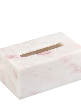简约天然大理石纸巾盒摆件
