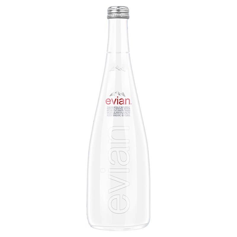 法国evian依云天然水矿泉水750ml玻璃瓶原装进口高端商务饮用水