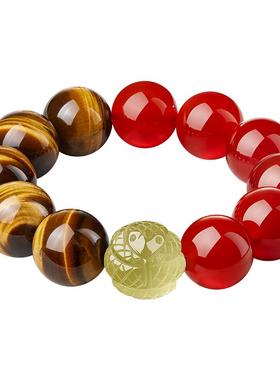 红玛瑙手串虎眼石黄水晶生肖貔貅