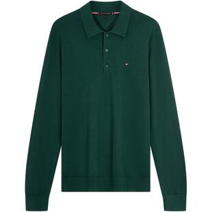 【预售】Tommy秋冬男装丝羊绒混务休闲纯色POLO领打底针织衫毛衣