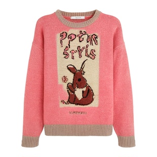 女童兔子毛衣秋冬儿童圆领针织衫2025新款中大童毛线衣打底衫童装