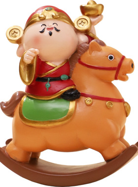 马年摇摇马财神爷办公室工位摆件