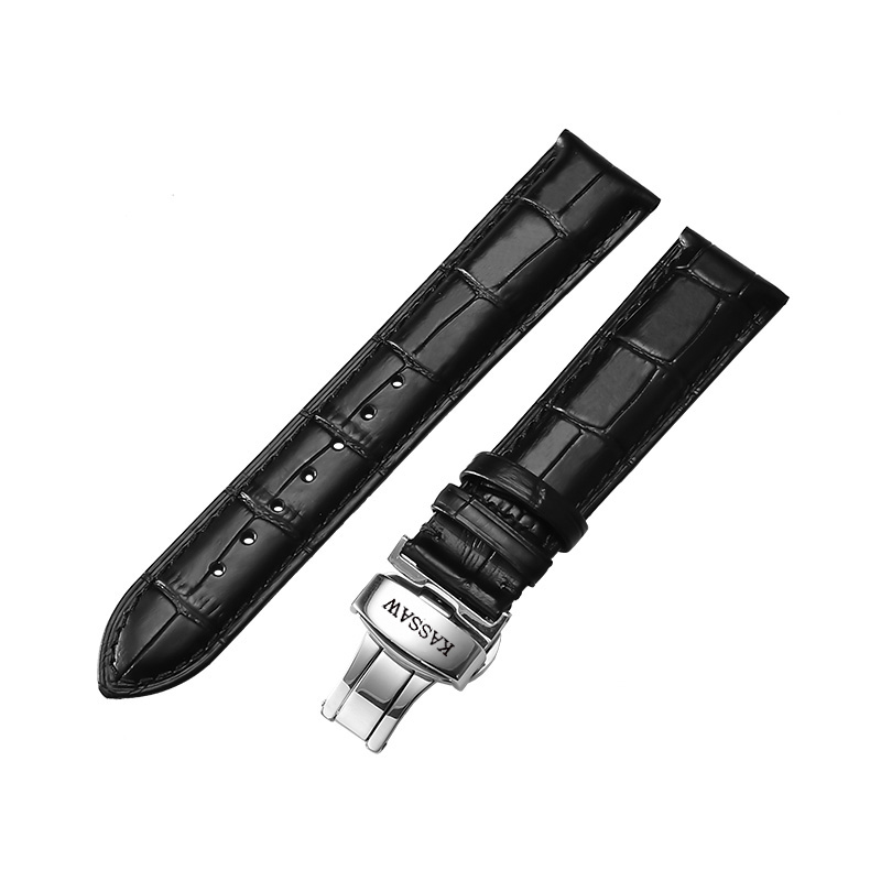 原装卡梭kassaw手表带真皮蝴蝶扣头层牛皮男女款表链配件16 20mm