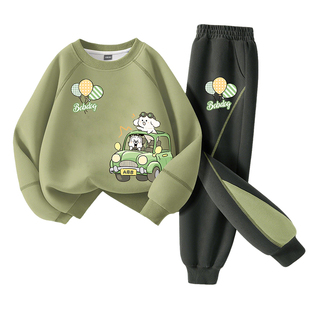巴布豆男童春装套装2026新款帅气时髦中大童卫衣运动服儿童衣服潮