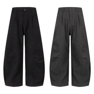 美式西裤女做旧水洗阔腿裤2026复古经典男裤弯刀裤高街oversize裤