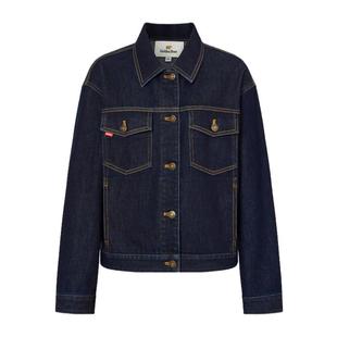 【秋季新品】GOLDEN BEAR/金熊 新款女士翻领棉感微弹牛仔外套