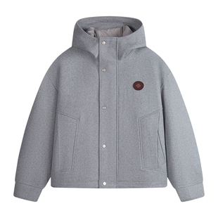 Navigare意大利小帆船宽松连帽羽绒服男25冬季新款加厚羊毛呢外套