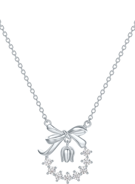 周六福项链女铃兰花园链坠S925银高级感轻奢小众送女友圣诞礼物