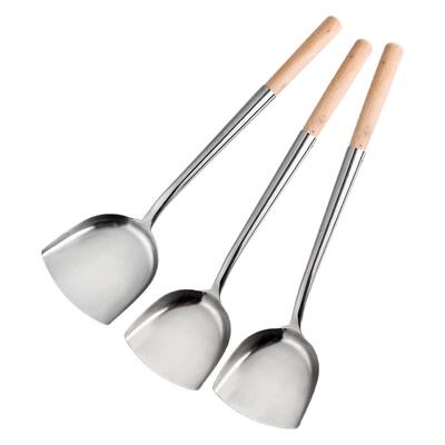 不锈钢锅铲家用大锅铲木柄把炒菜铲子商用厨师大锅老式铲子农村