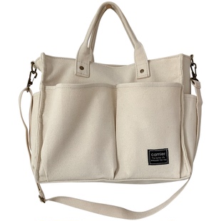 原创自制加厚帆布百搭包简约宝妈咪学生通手提书包勤单肩斜挎包