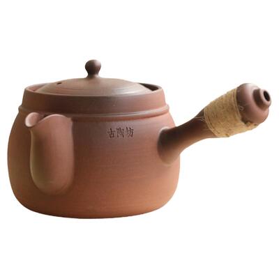 老岩泥大容量侧把家用复古粗陶壶黑白普洱奶煮茶壶器明火炭电陶炉