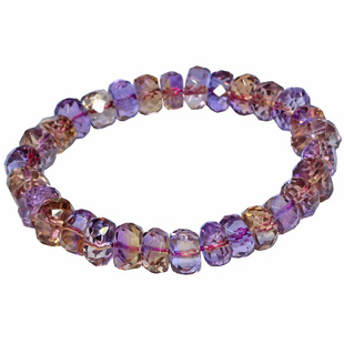 天然紫黄晶手链女 双色黄紫水晶手串刻面圆珠桶珠随型切面单圈