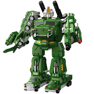 儿童磁吸力片汽车积木拼装变形军事玩具小孩新型益智工程车3到6岁