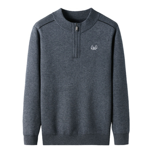 恒源祥羊绒衫男冬季半高领毛衣中老年爸爸加绒加厚保暖打底羊毛衫