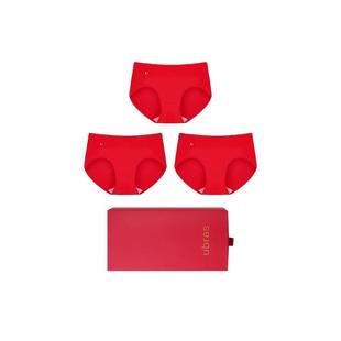 ubras本命年红色内裤女马年纯棉裆短裤红袜子结婚情侣新年礼盒装