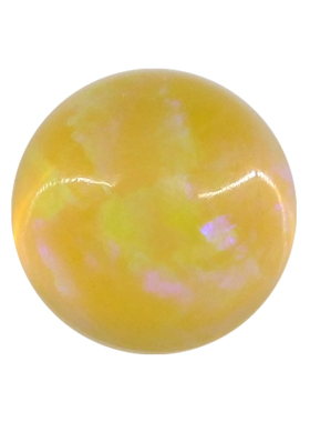 圆形人造欧泊石OPAL 透黄色绿变彩平底素面欧珀澳宝戒面裸石 #16C