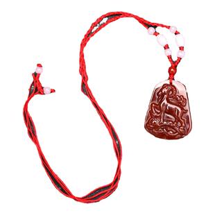 红玛瑙生肖羊吊坠项链如意元宝山羊水晶挂件饰品男女随身红色挂饰