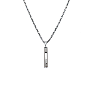 港风简约设计钛钢小长条项链男潮ins嘻哈女卫衣链蹦迪吊坠毛衣链