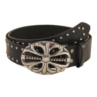 克罗十字扣铆钉腰带皮复古朋克风牛仔裤裤带男女同款休闲皮带