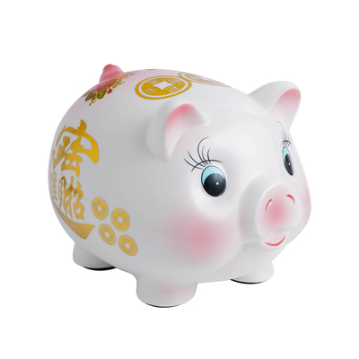 陶瓷网红小猪猪存钱罐不可取大人用家用儿童成人储钱只进不出储蓄