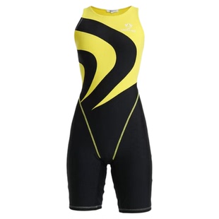 2026新款女童泳衣中大童连体平角带胸垫女孩防晒专业竞速速干泳衣