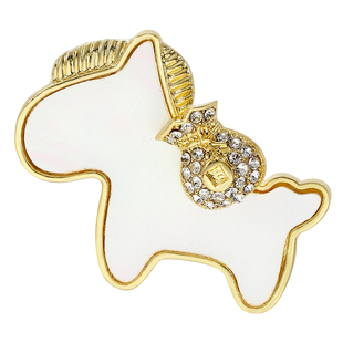 洁白贝壳小马驹胸针高档女轻奢高级感马上有钱别针精致防走光配饰