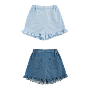 幼悠女童甜飒荷叶花边牛仔短裤夏季俏皮可爱亲肤透气夏日冰冰裤子