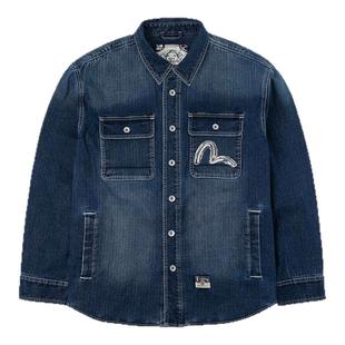 EVISU福神 2025秋季男士海鸥刺绣通勤翻领牛仔夹克外套