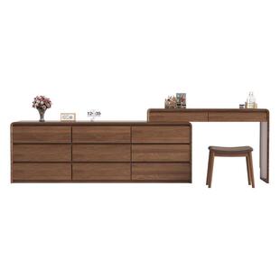 实木斗柜卧室床尾置物柜六斗储物柜靠墙收纳柜梳妆台斗柜一体桌子