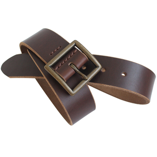 3.8Horween茶芯霍尔文手工皮带男纯牛皮复古铜扣真皮牛仔腰带定制