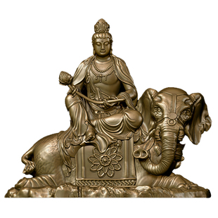 简修行文殊普贤佛像纯黄铜普贤菩萨摆件小本命佛禅意桌面装饰礼品