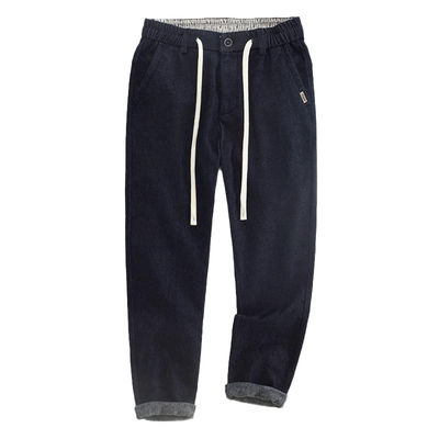 防褪色底抓绒原色织牛仔长裤