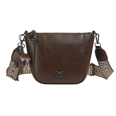 品牌高品质双肩带隔层带挂件女包