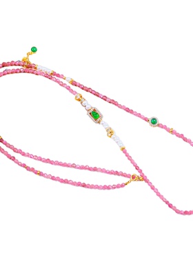 衣锦媚行S925镀金碧玺珍珠项链