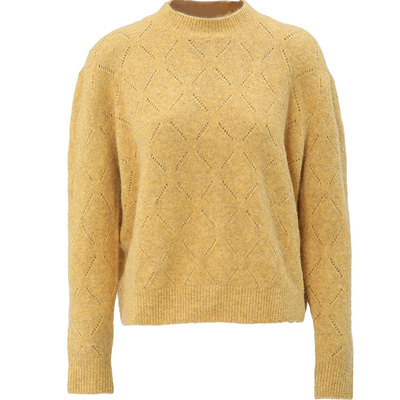 SOMSOM/索玛冬季新品半高领菱格提花宽松慵懒套头针织衫毛衣内搭