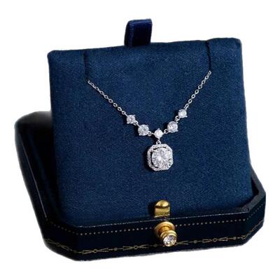 方糖满钻莫桑钻项链女高级感