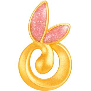 明牌珠宝黄金兔耳灵蛇吊坠 硬金蛇年生肖项坠足金富贵挂坠ASY0615