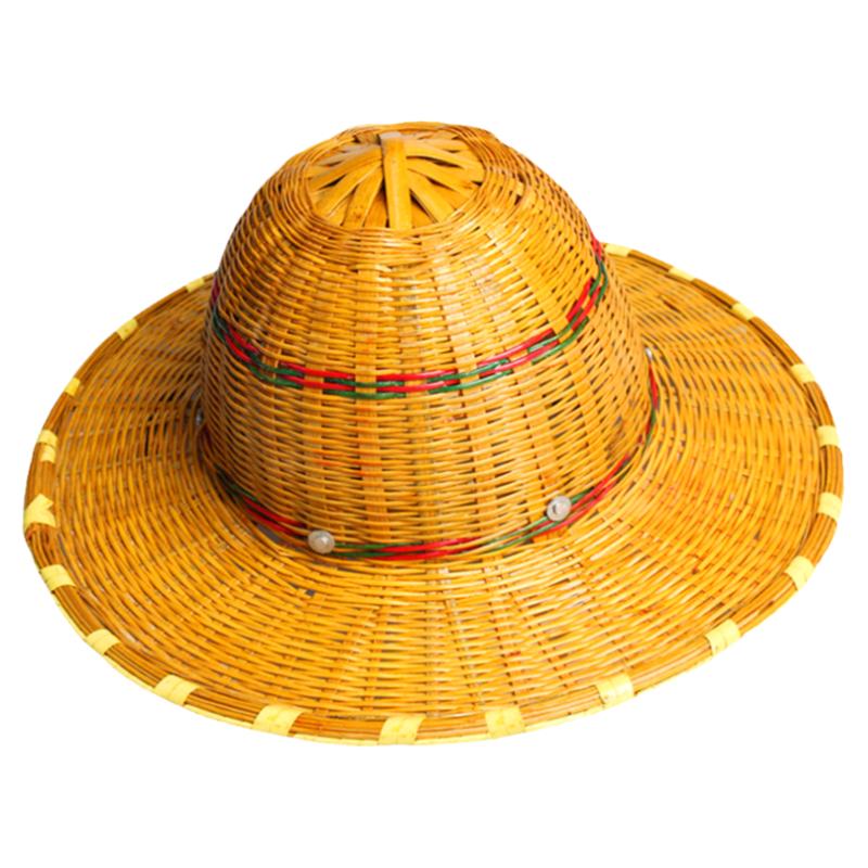 竹编安全帽加大帽檐工地透气