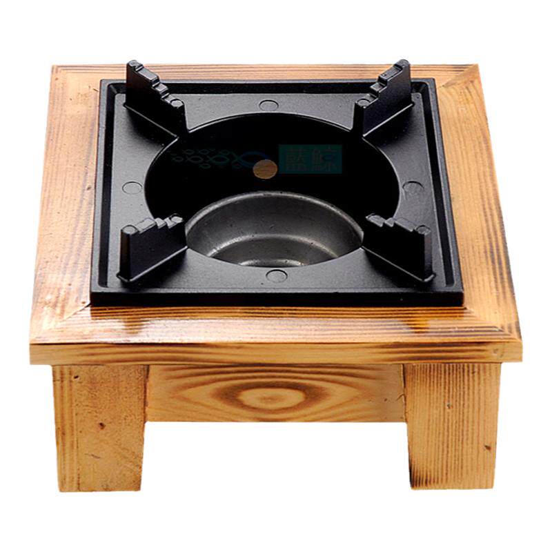 蓝鲸韩日式木座四方形(可液体)固体酒精炉加热保温暖茶壶大号小号