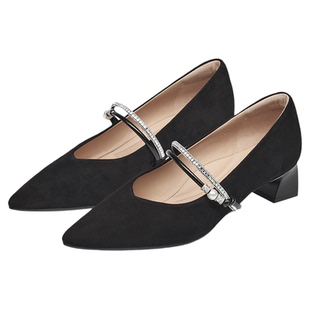 KISSCAT接吻猫[心动信号]玛丽珍猫掌鞋26新法式粗跟复古尖头单鞋