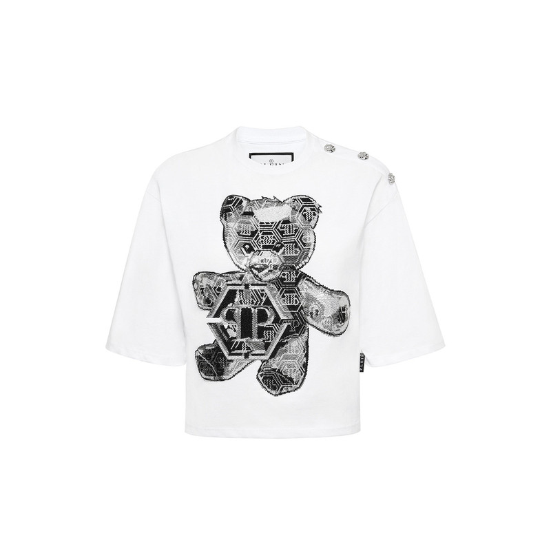 PHILIPP PLEIN 2026年夏季女士PP泰迪熊短款圆领短袖T恤女款上衣