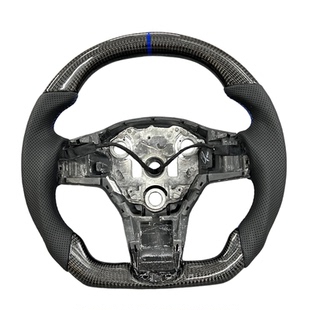 适用特斯拉models modelx 焕新 3 y yl yoke改皮碳纤维方向盘定制