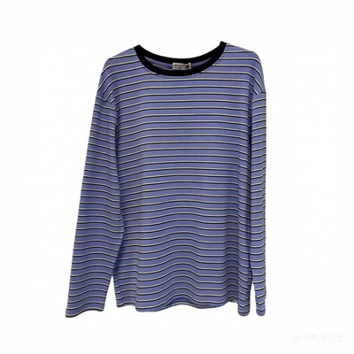 撞色条纹长袖显瘦百搭宽松T恤