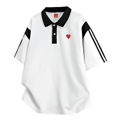 查尔斯桃心条纹凉感短袖Polo衫