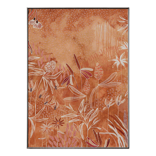 中古风客厅植物花卉装饰画诧寂风客厅沙发背景墙挂画复古抽象壁画