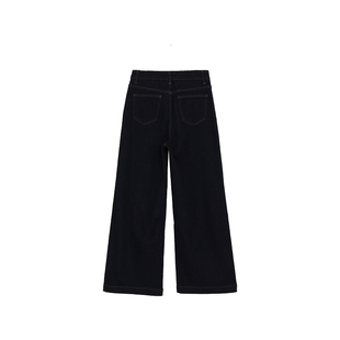 记忆的起点加绒牛仔裤2025冬季新款高腰显瘦直筒阔腿裤69GD21388