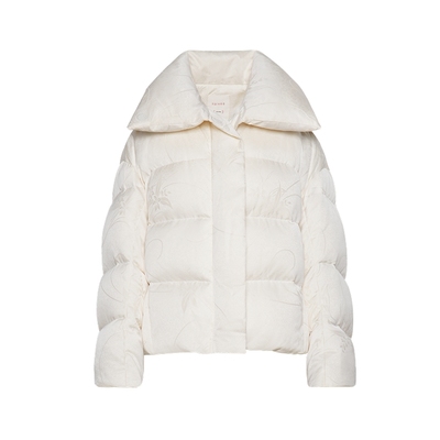 【云朵白月光羽绒】纳薇25冬新款羊毛静奢提花轻暖羽绒服