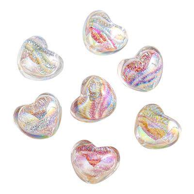 【5颗装】海蒂20MM油画直孔胖桃心散珠DIY串珠手机链钥匙扣配件